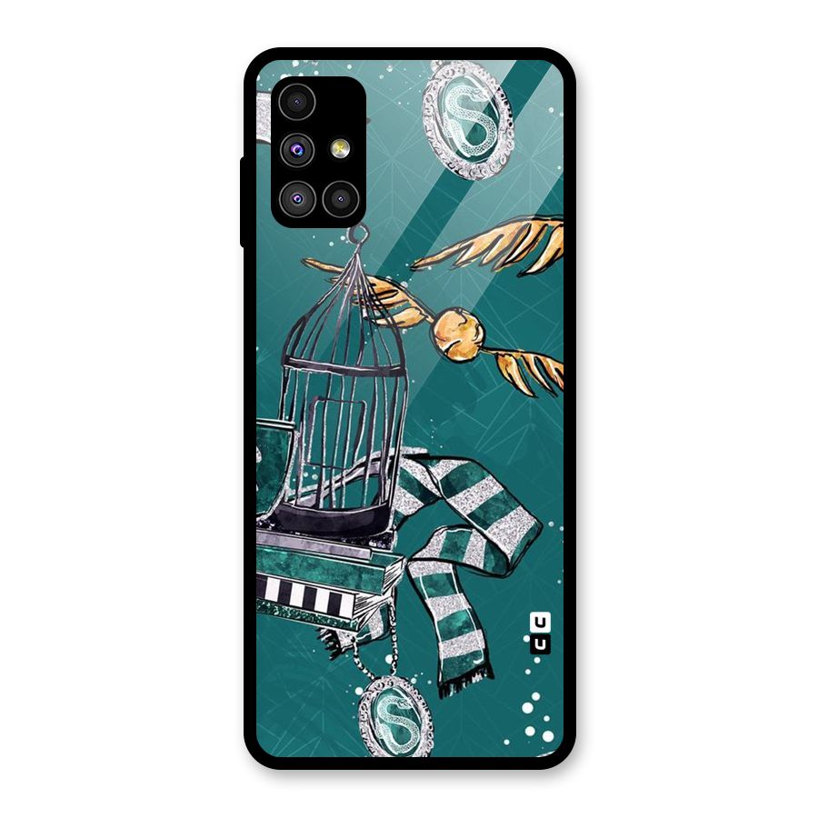Green Scarf Glass Back Case for Galaxy M51