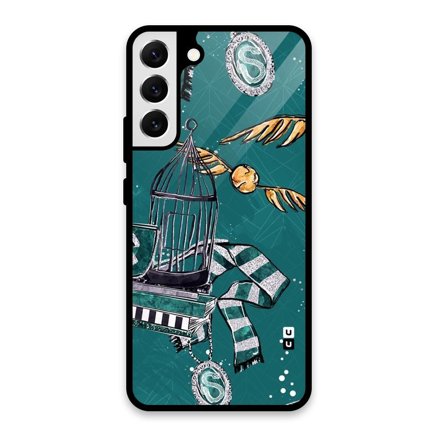 Green Scarf Glass Back Case for Galaxy S22 Plus 5G