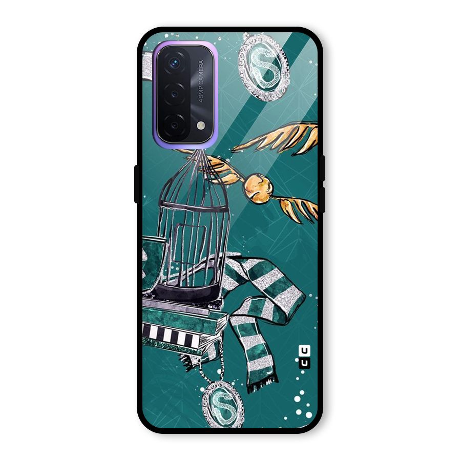 Green Scarf Glass Back Case for Oppo A74 5G