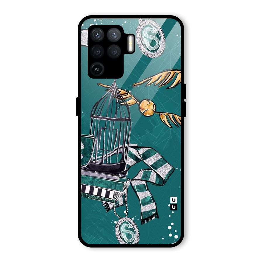 Green Scarf Glass Back Case for Oppo F19 Pro