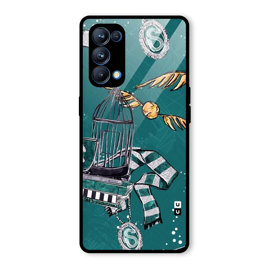 Green Scarf Glass Back Case for Oppo Reno5 Pro 5G