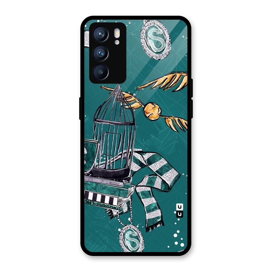 Green Scarf Glass Back Case for Oppo Reno6 5G