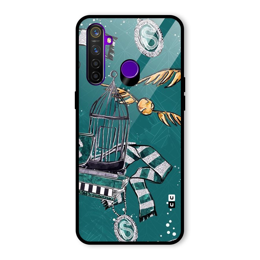 Green Scarf Glass Back Case for Realme 5 Pro