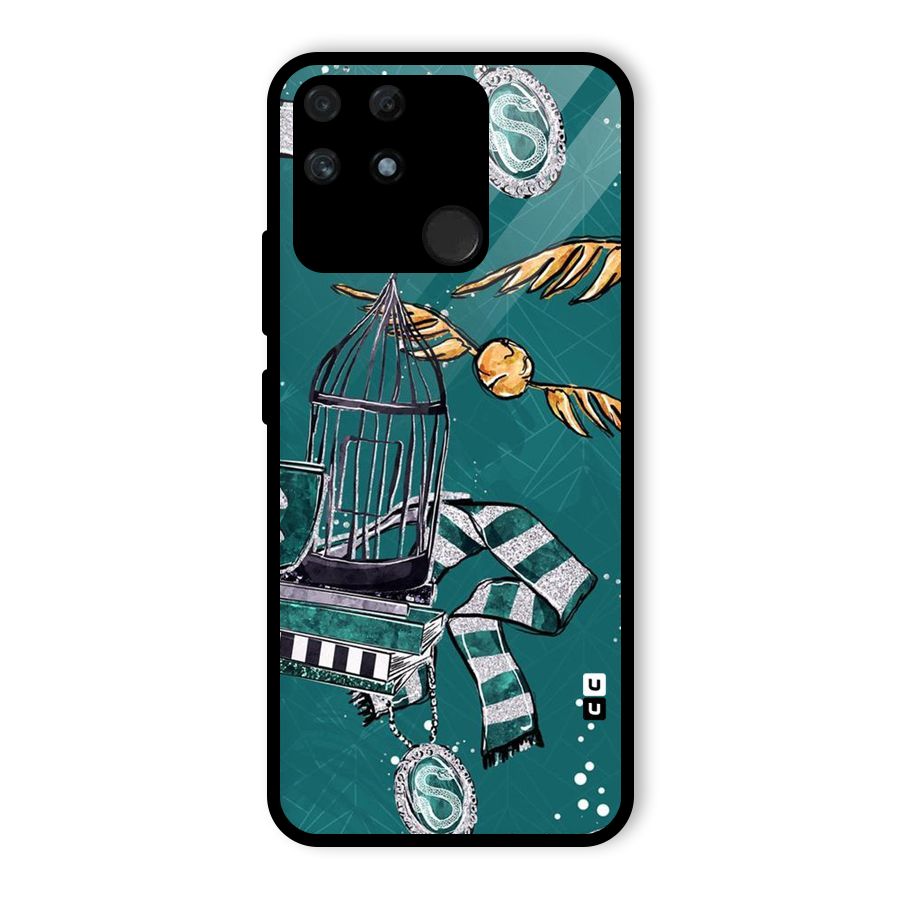 Green Scarf Glass Back Case for Realme Narzo 50A