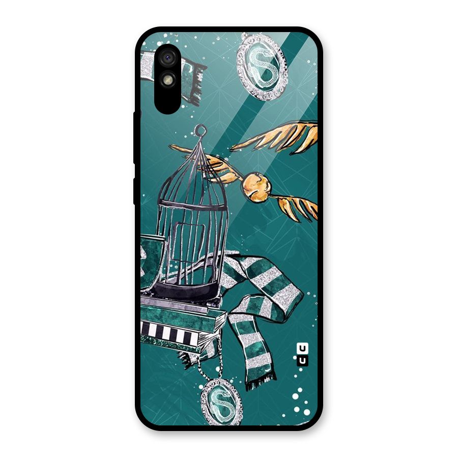 Green Scarf Glass Back Case for Redmi 9i