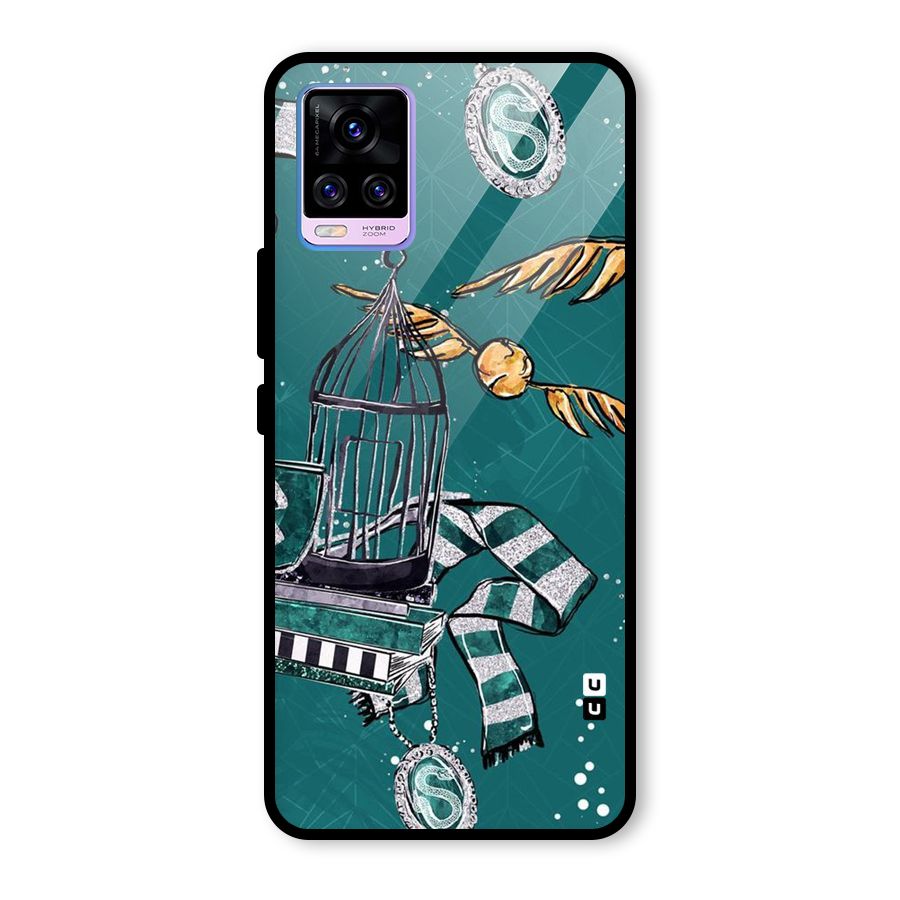 Green Scarf Glass Back Case for Vivo V20 Pro