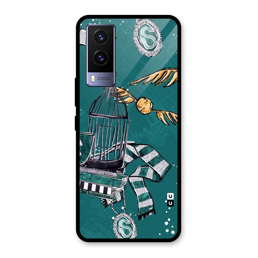 Green Scarf Glass Back Case for Vivo V21e 5G