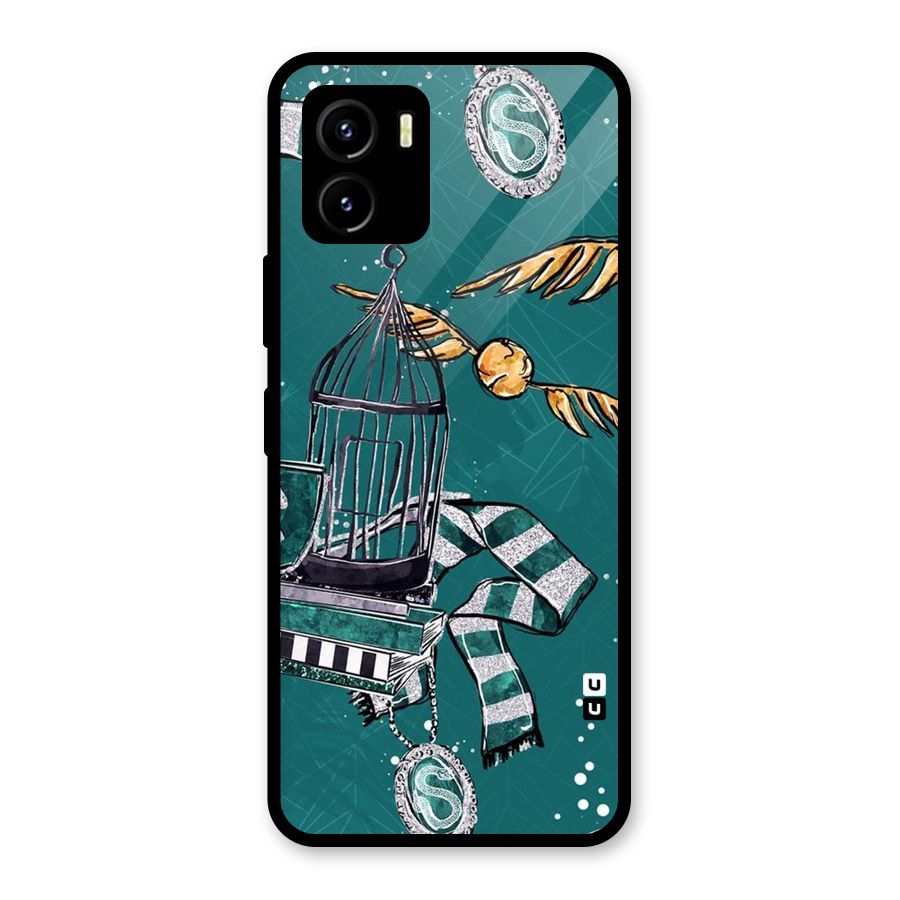 Green Scarf Glass Back Case for Vivo Y15s