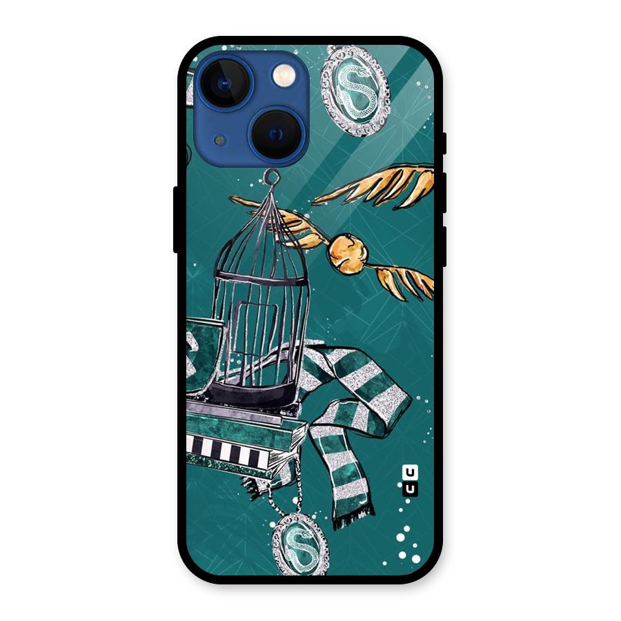 Green Scarf Glass Back Case for iPhone 13 Mini
