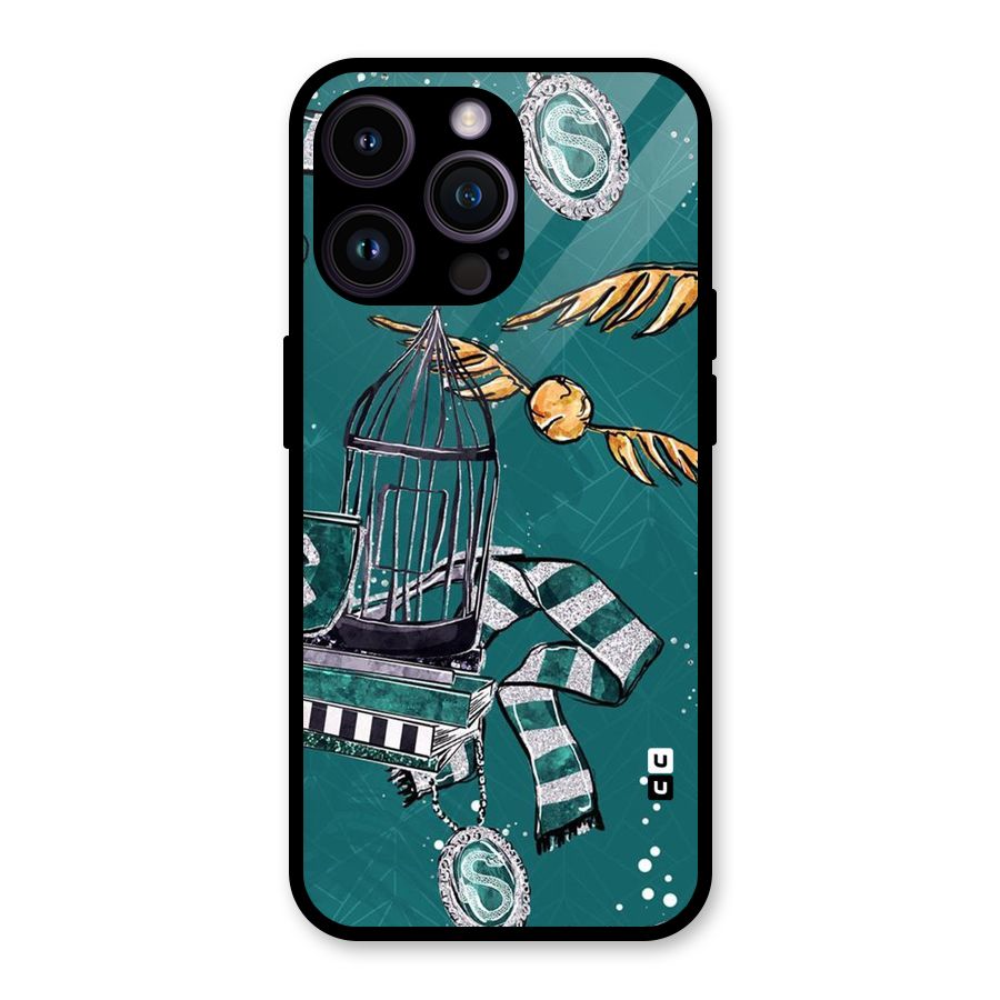 Green Scarf Glass Back Case for iPhone 14 Pro Max