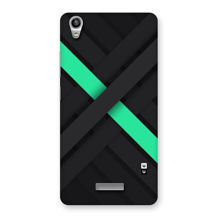 Green Stripe Diagonal Back Case for Lava-Pixel-V1