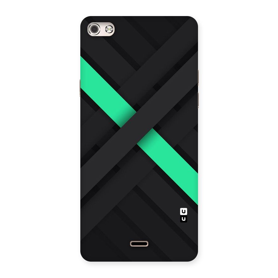 Green Stripe Diagonal Back Case for Micromax Canvas Silver 5