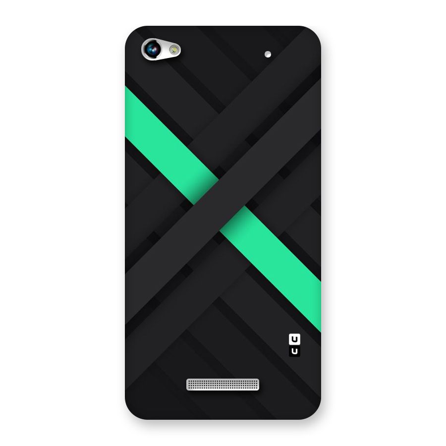 Green Stripe Diagonal Back Case for Micromax Hue 2
