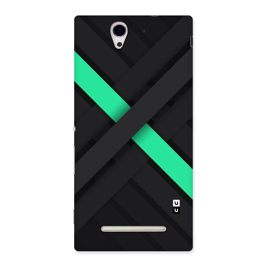 Green Stripe Diagonal Back Case for Sony Xperia C3