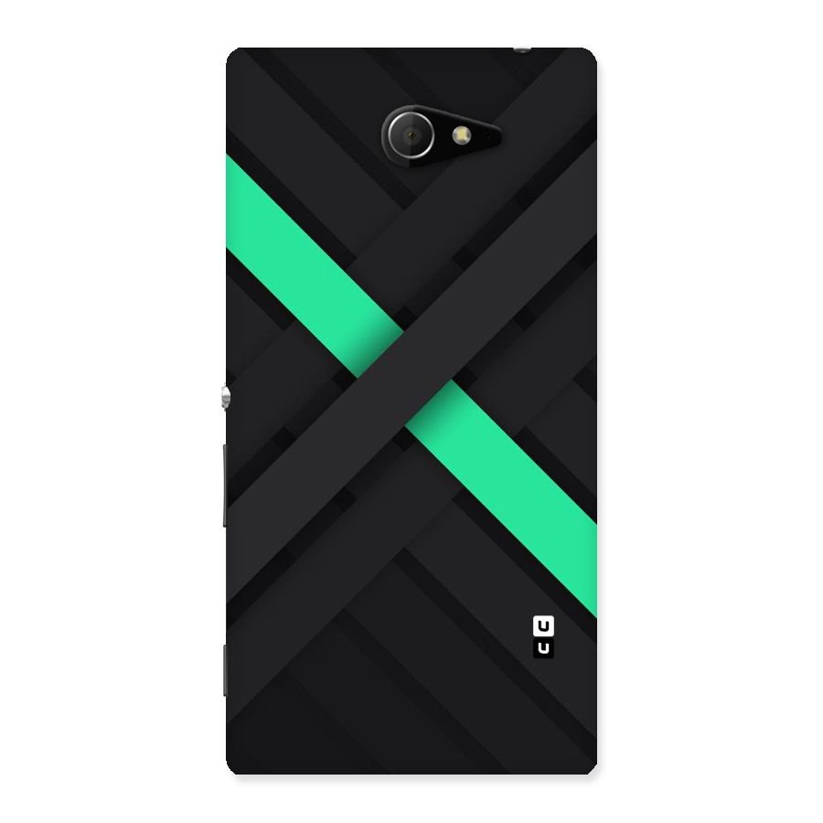 Green Stripe Diagonal Back Case for Sony Xperia M2