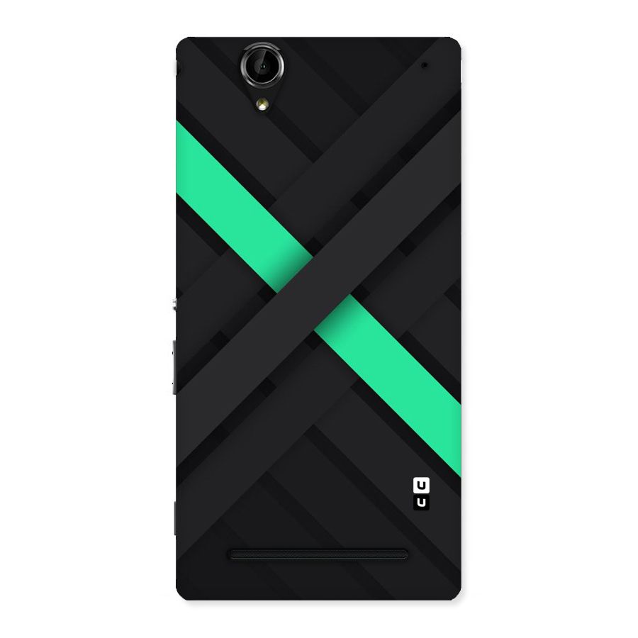 Green Stripe Diagonal Back Case for Sony Xperia T2