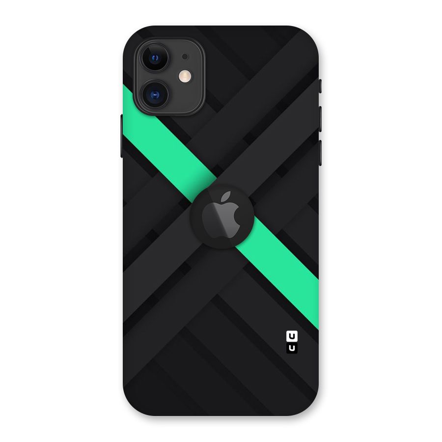 Green Stripe Diagonal Back Case for iPhone 11 Logo Cut
