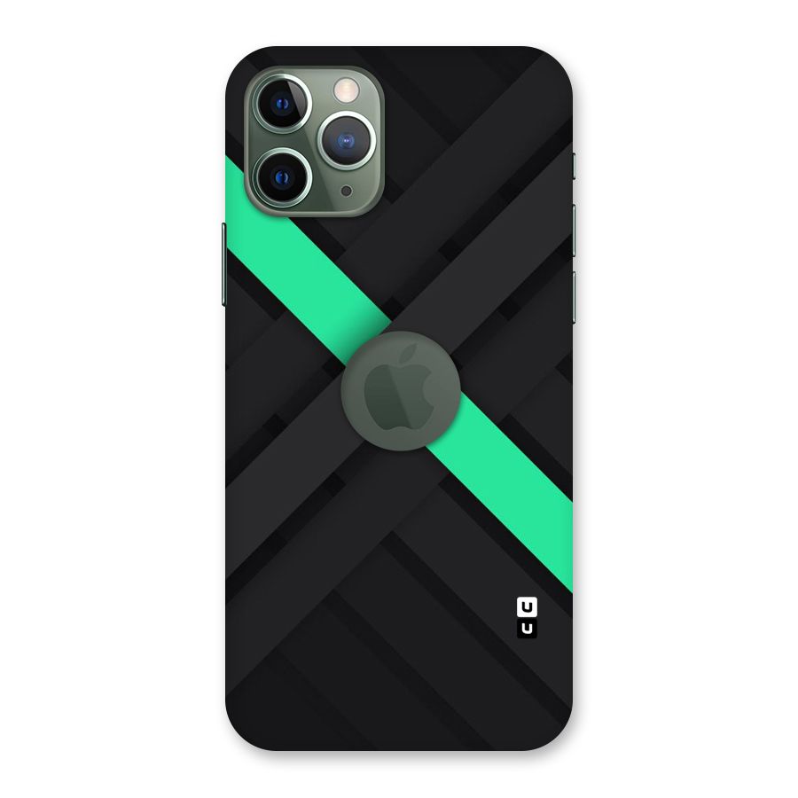 Green Stripe Diagonal Back Case for iPhone 11 Pro Logo  Cut