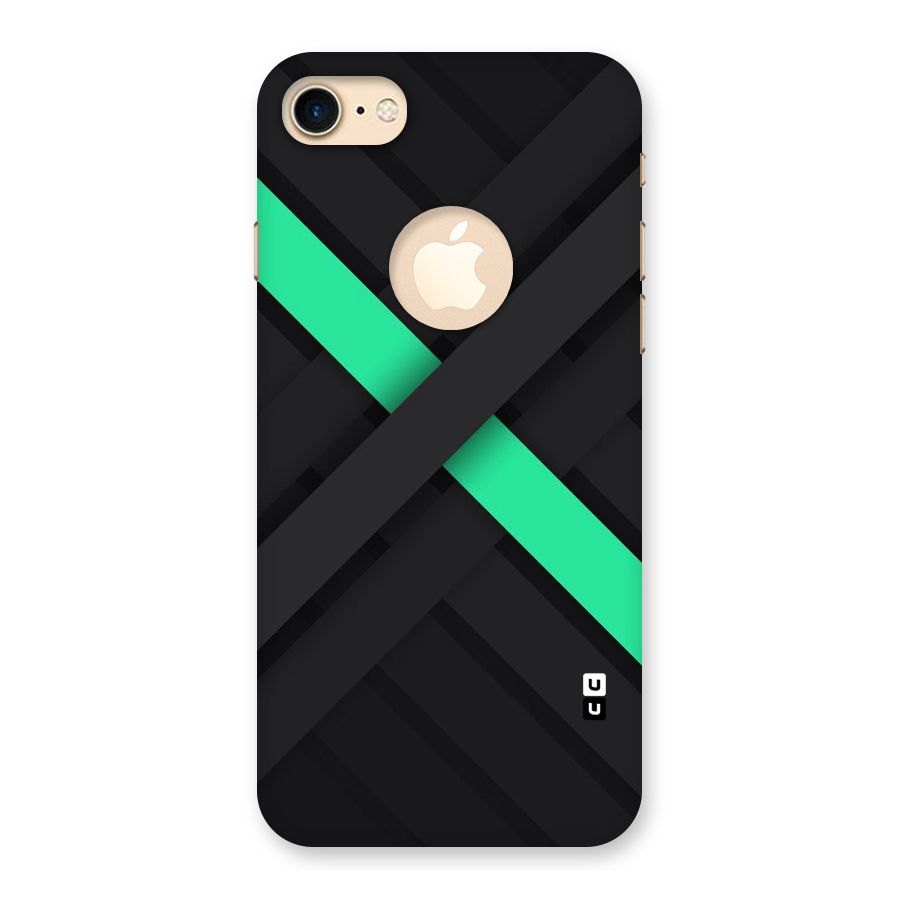 Green Stripe Diagonal Back Case for iPhone 7 Logo Cut