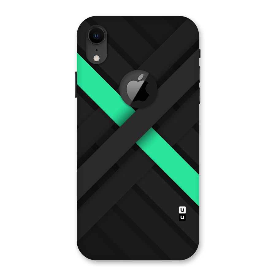 Green Stripe Diagonal Back Case for iPhone XR Logo Cut