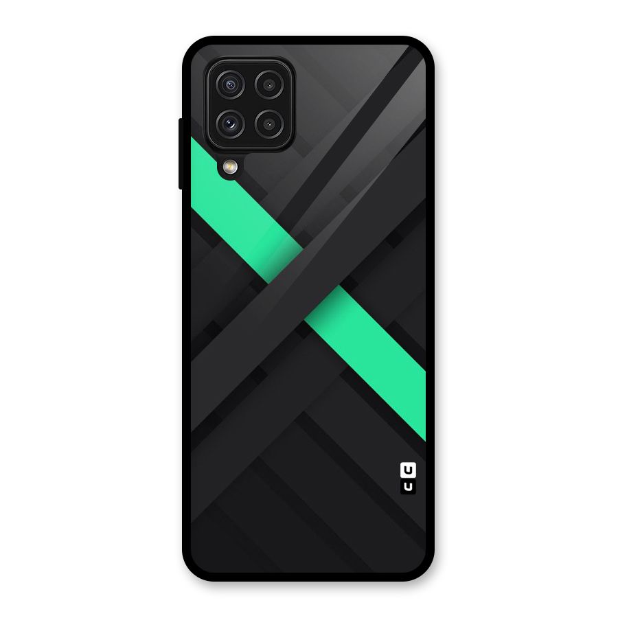Green Stripe Diagonal Glass Back Case for Galaxy A22 4G