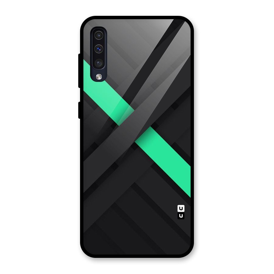 Green Stripe Diagonal Glass Back Case for Galaxy A30s