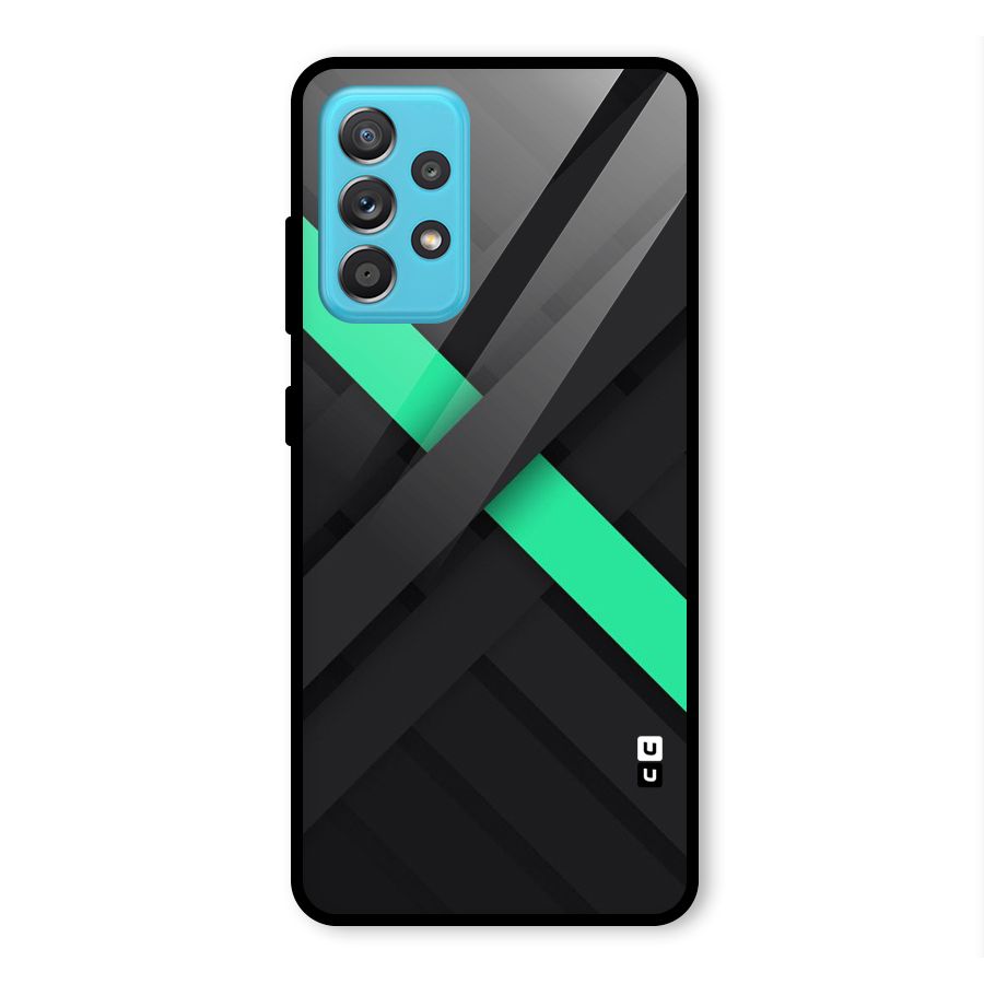 Green Stripe Diagonal Glass Back Case for Galaxy A52