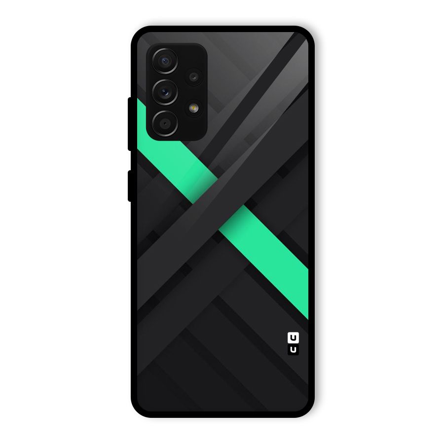 Green Stripe Diagonal Glass Back Case for Galaxy A53 5G