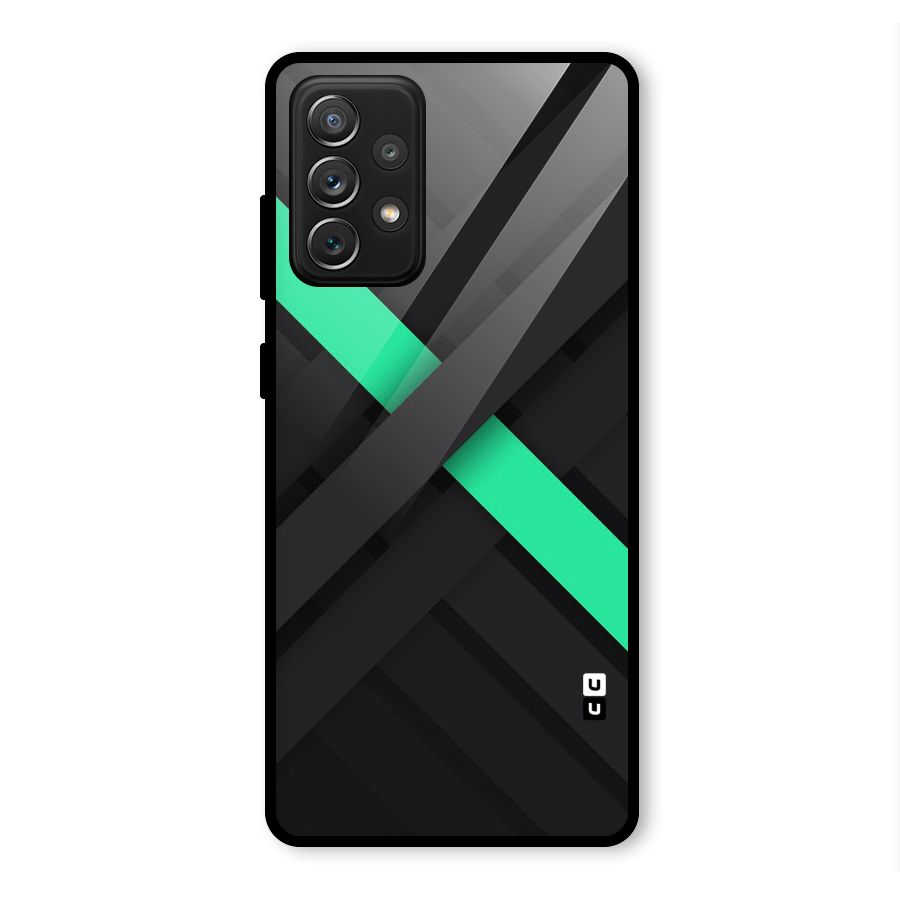 Green Stripe Diagonal Glass Back Case for Galaxy A72