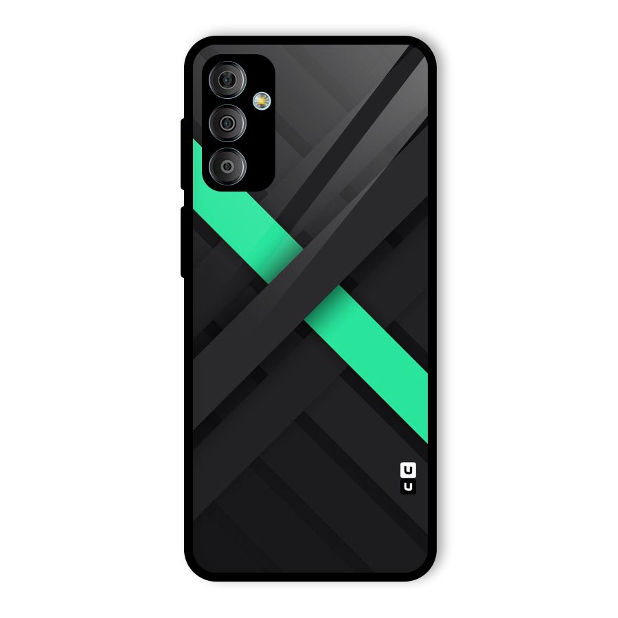 Green Stripe Diagonal Glass Back Case for Galaxy F23