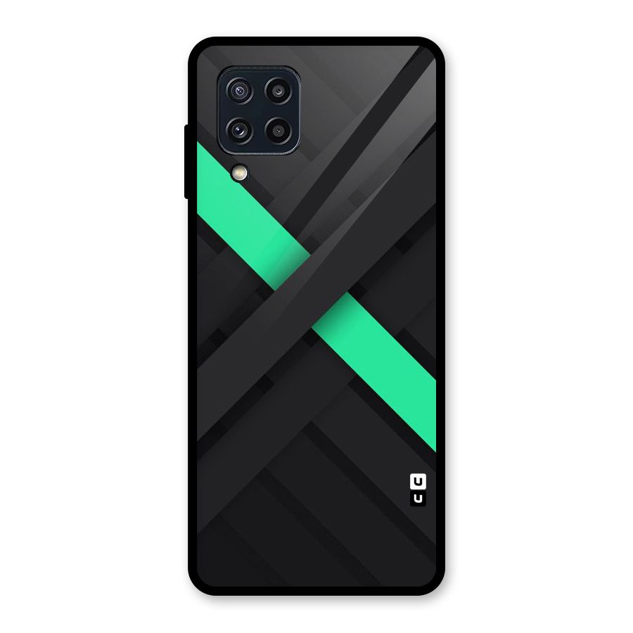Green Stripe Diagonal Glass Back Case for Galaxy M32