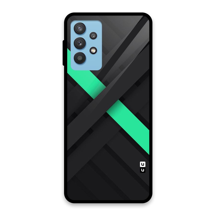 Green Stripe Diagonal Glass Back Case for Galaxy M32 5G
