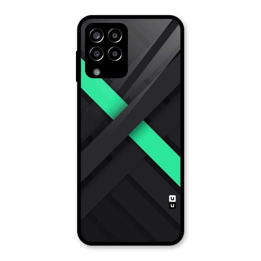Green Stripe Diagonal Glass Back Case for Galaxy M33