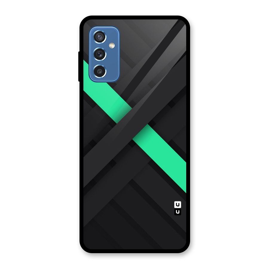 Green Stripe Diagonal Glass Back Case for Galaxy M52 5G