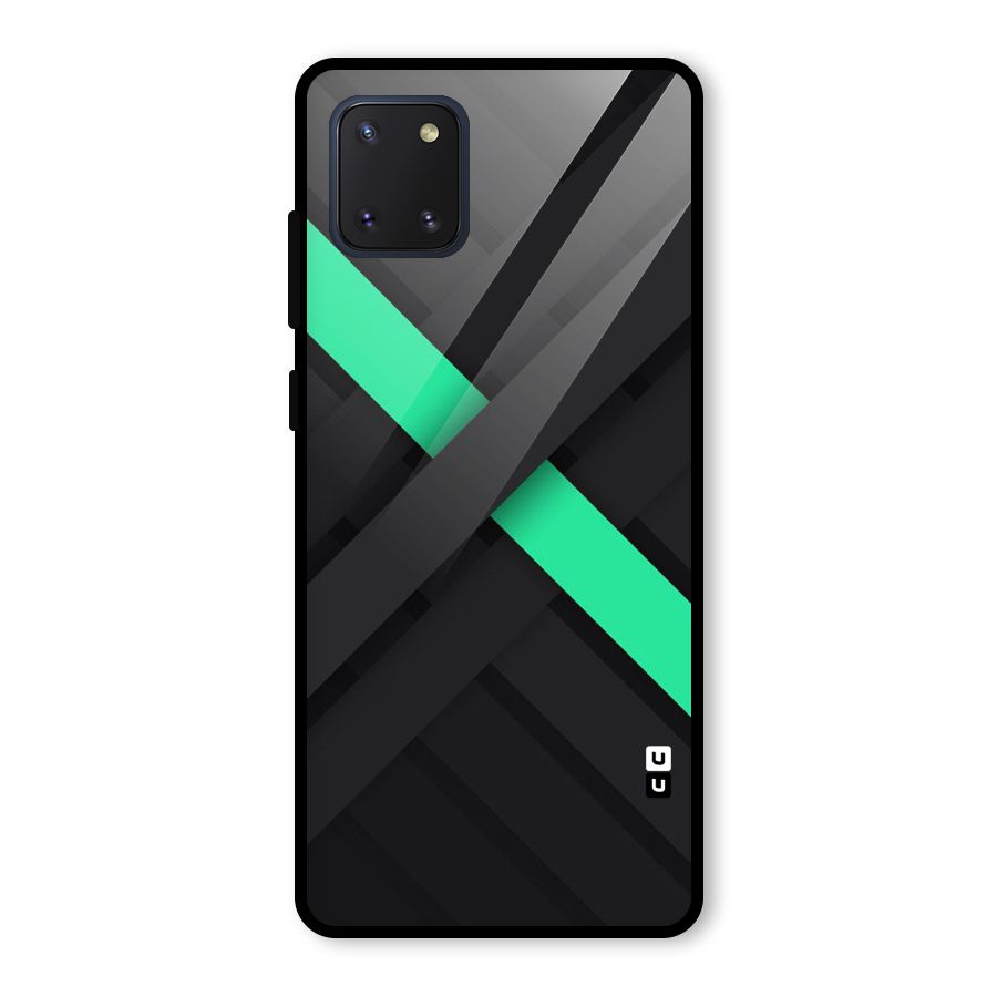 Green Stripe Diagonal Glass Back Case for Galaxy Note 10 Lite