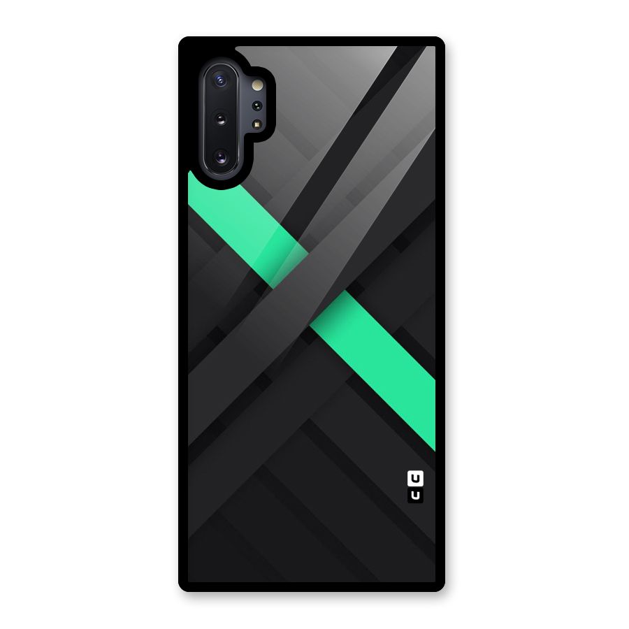 Green Stripe Diagonal Glass Back Case for Galaxy Note 10 Plus