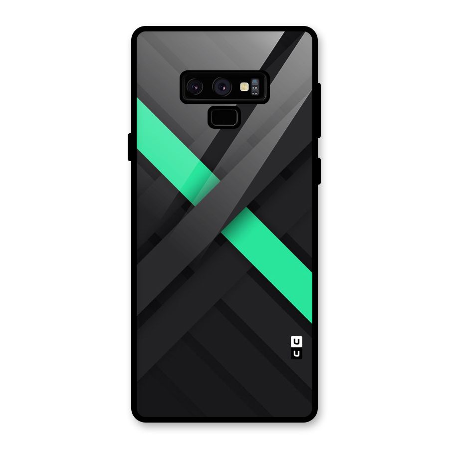 Green Stripe Diagonal Glass Back Case for Galaxy Note 9