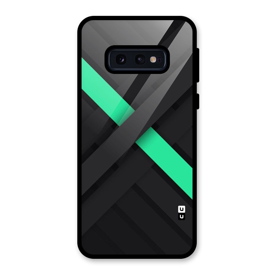 Green Stripe Diagonal Glass Back Case for Galaxy S10e