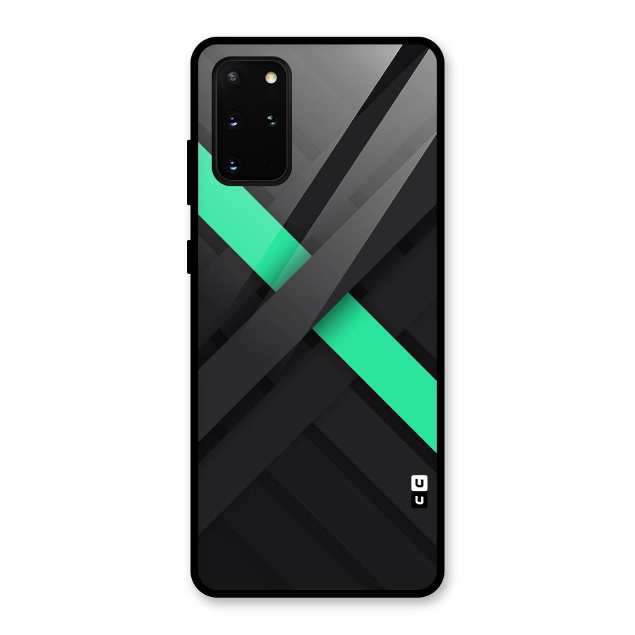 Green Stripe Diagonal Glass Back Case for Galaxy S20 Plus