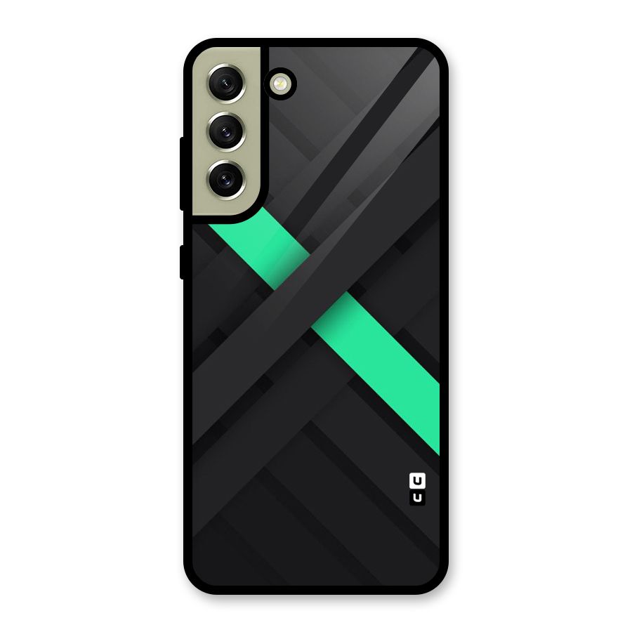 Green Stripe Diagonal Glass Back Case for Galaxy S21 FE 5G