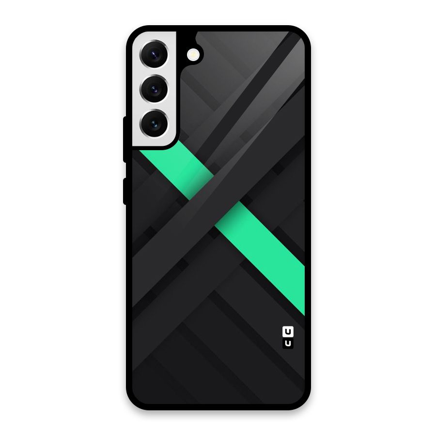 Green Stripe Diagonal Glass Back Case for Galaxy S22 Plus 5G