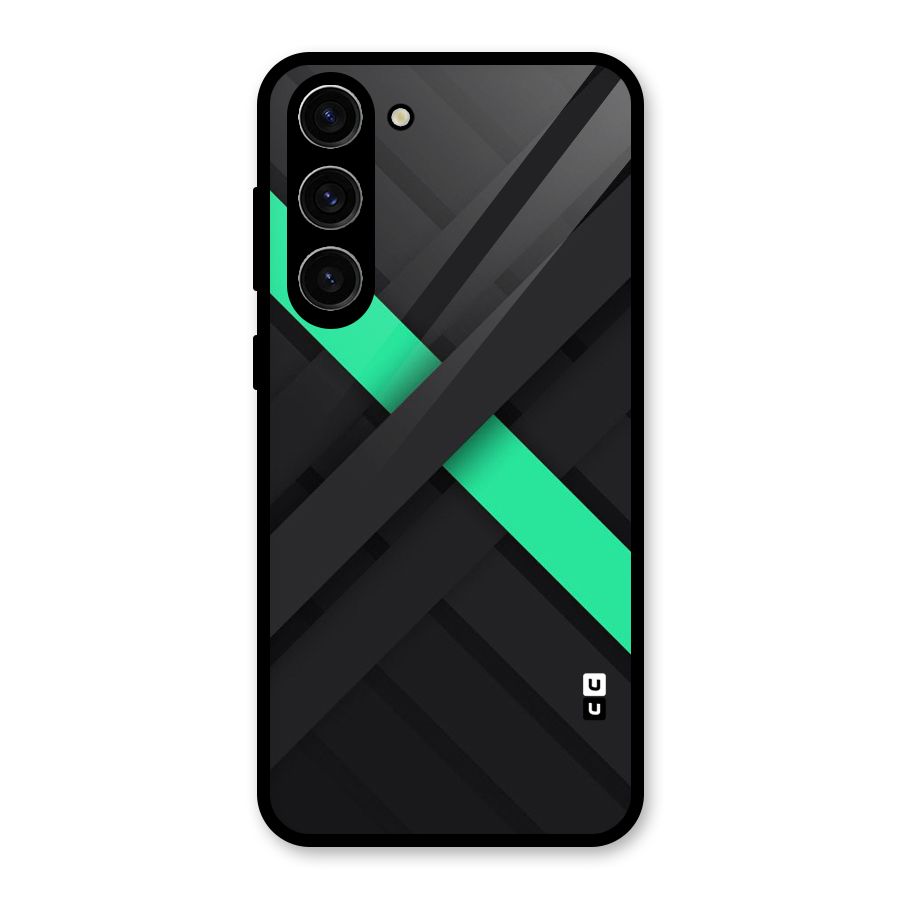 Green Stripe Diagonal Glass Back Case for Galaxy S23 Plus