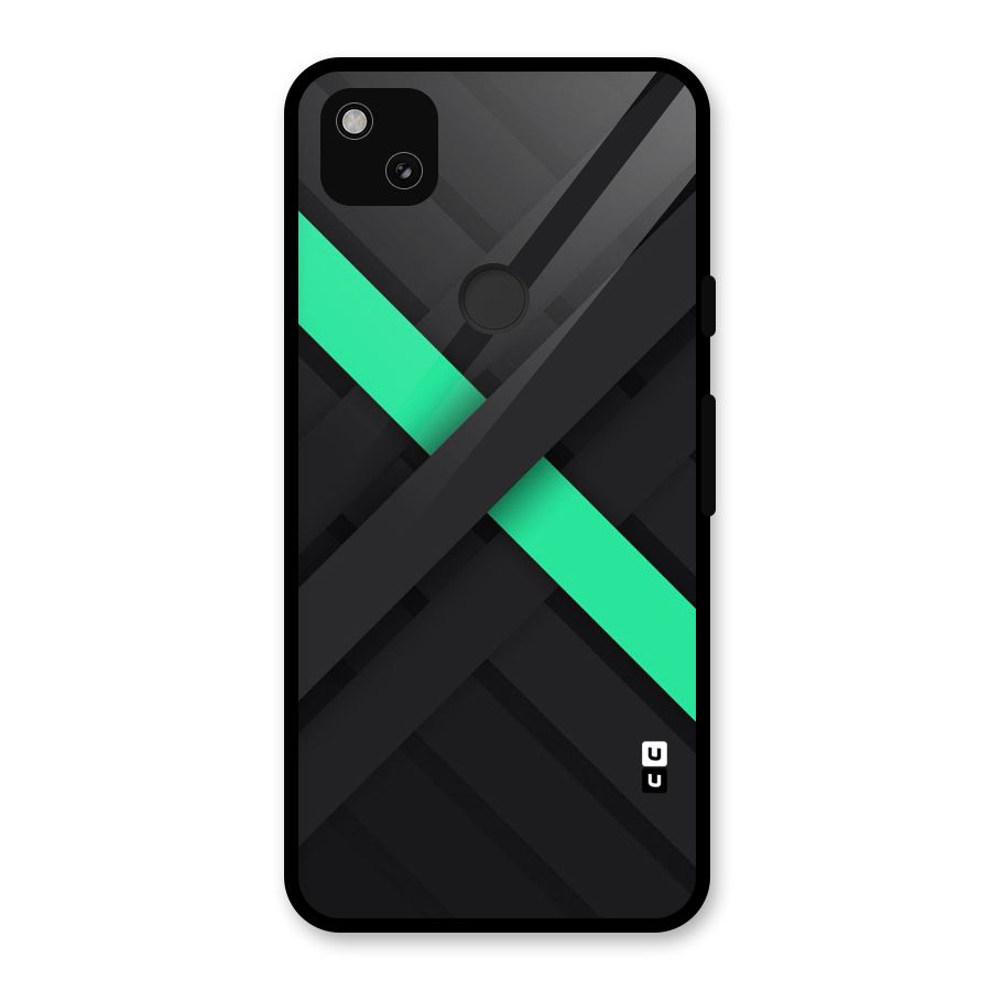 Green Stripe Diagonal Glass Back Case for Google Pixel 4a