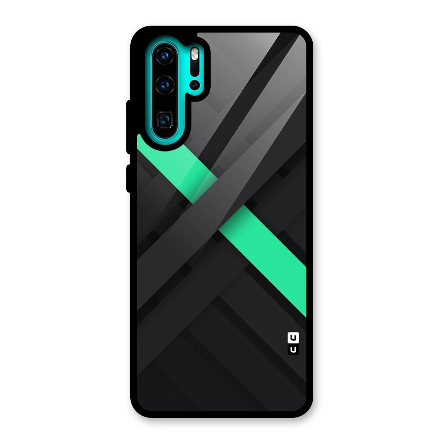 Green Stripe Diagonal Glass Back Case for Huawei P30 Pro