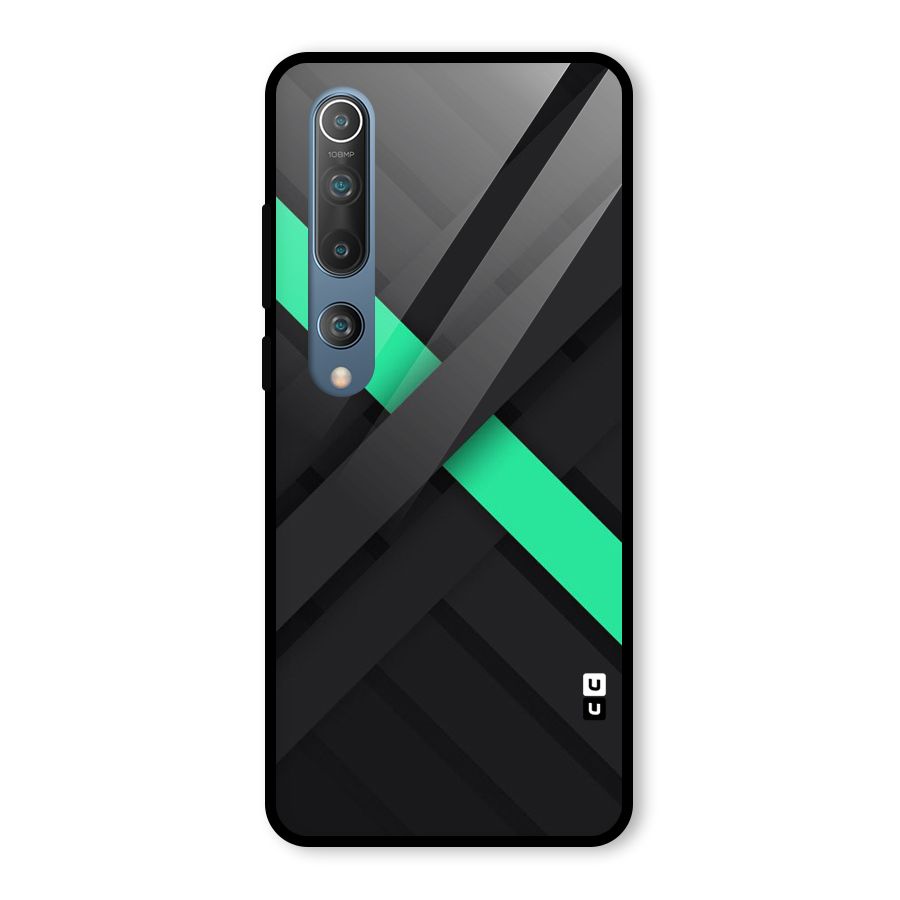 Green Stripe Diagonal Glass Back Case for Mi 10