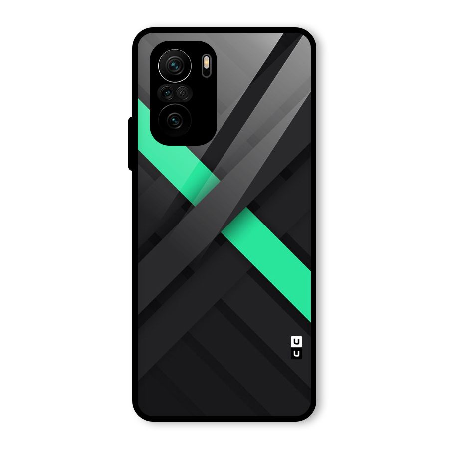 Green Stripe Diagonal Glass Back Case for Mi 11X Pro