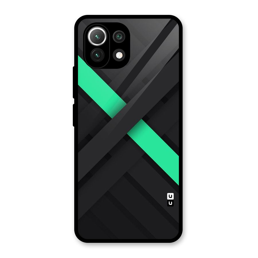 Green Stripe Diagonal Glass Back Case for Mi 11 Lite NE 5G