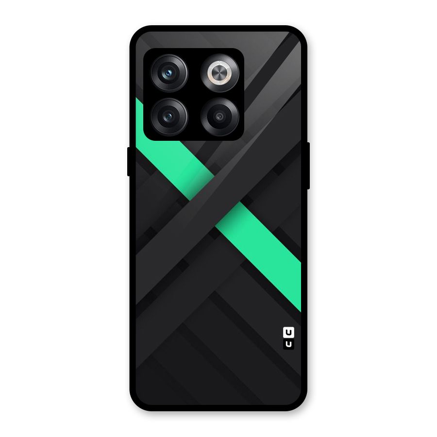 Green Stripe Diagonal Glass Back Case for OnePlus 10T