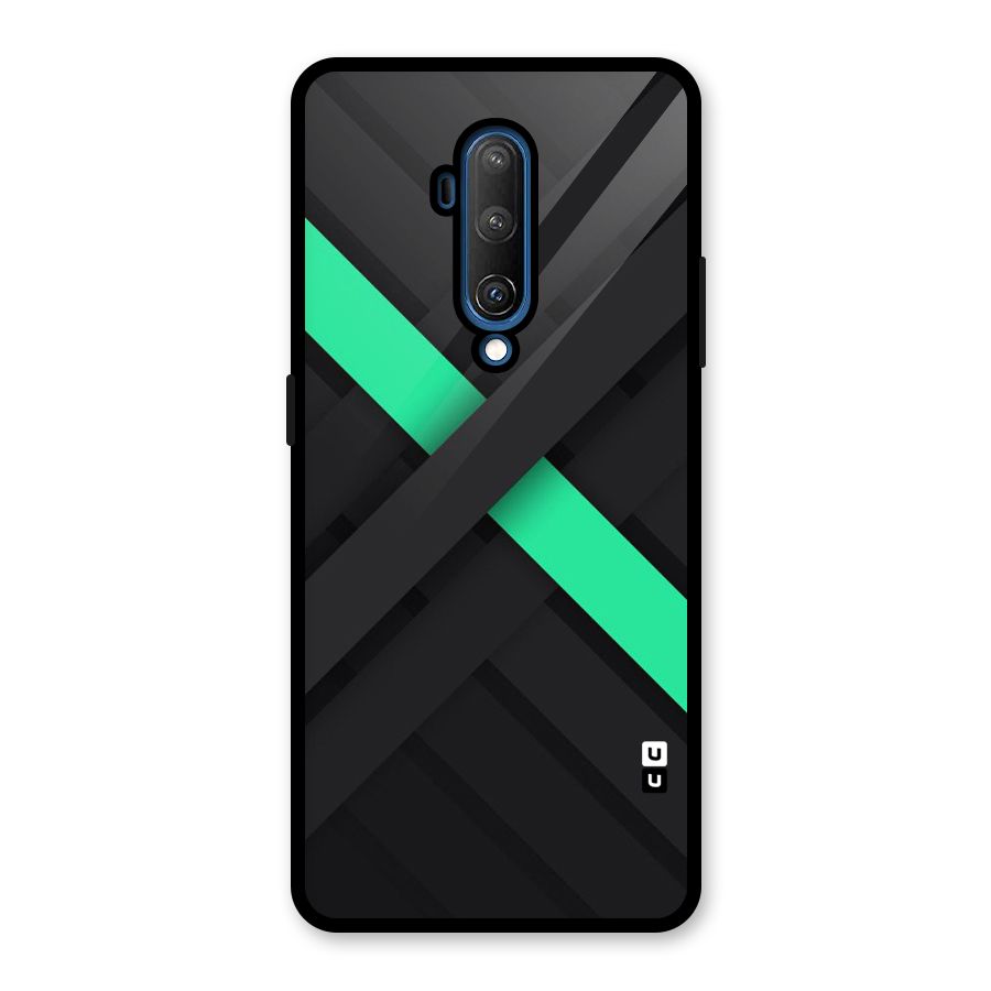 Green Stripe Diagonal Glass Back Case for OnePlus 7T Pro