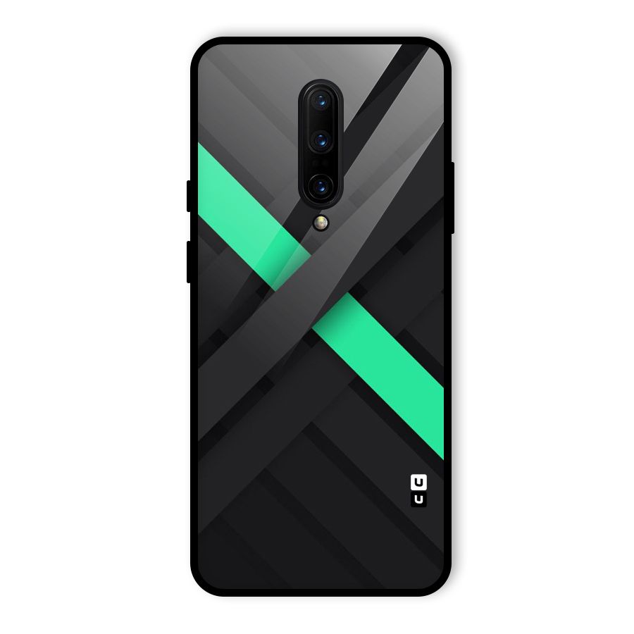 Green Stripe Diagonal Glass Back Case for OnePlus 7 Pro